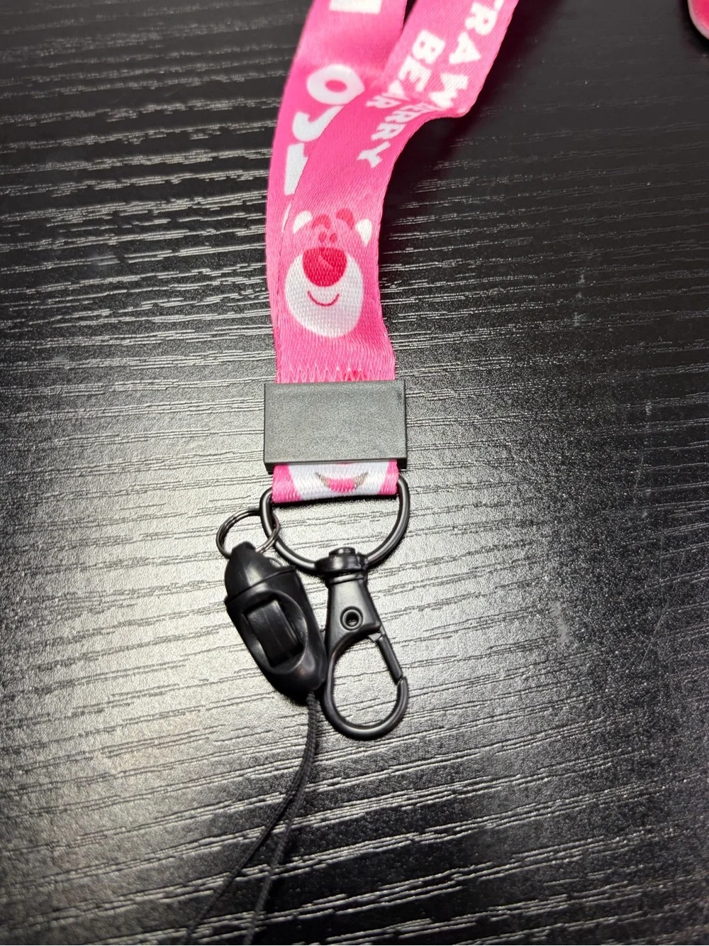 Pink 'Strawberry Bear' Card Holder with Lanyard